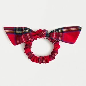 J.Crew Red Tartan Hair Bow Scrunchie